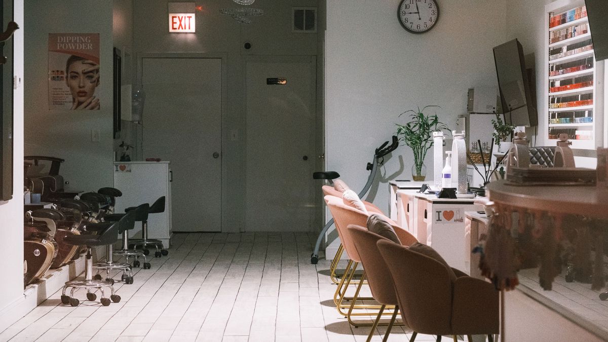 Bright, modern nail salon interior