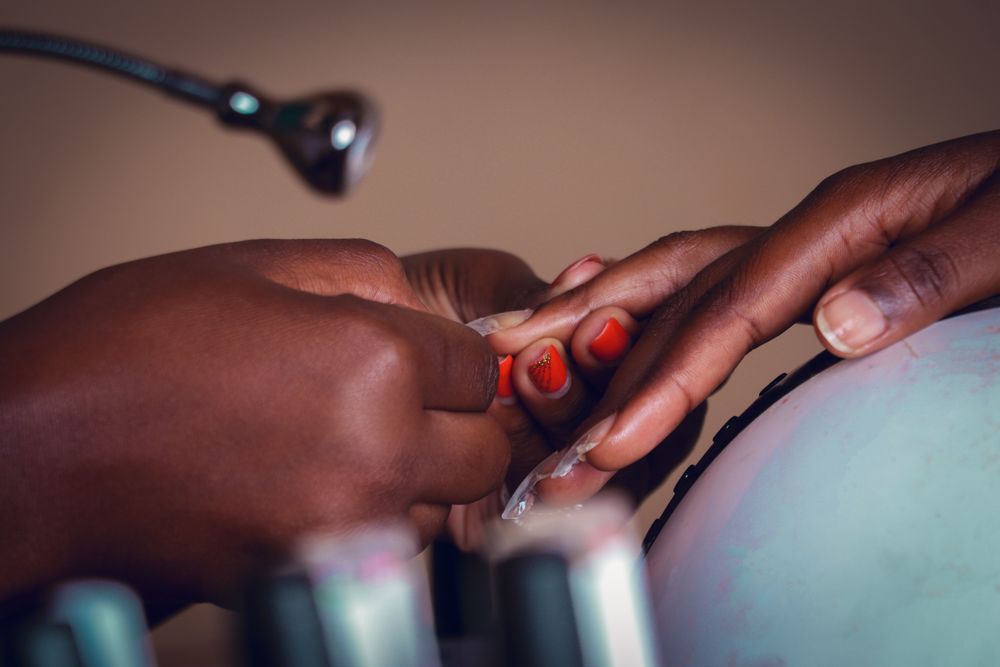 Bold colorful nails at the salon