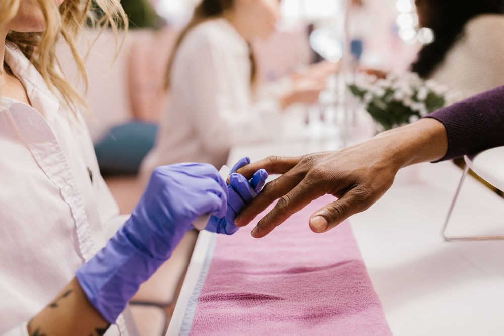 Manicure in progress