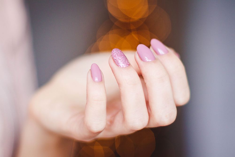 Glossy pink manicure